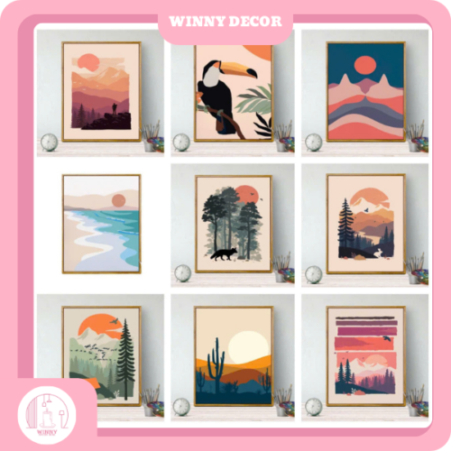 Bộ 7 tranh dán tường Winnydecor