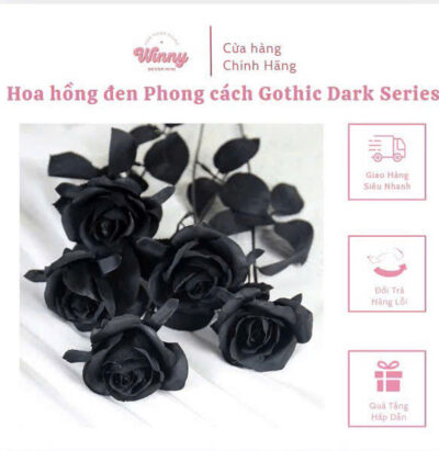 hoa-hong-den-phong-cach- Gothic Dark- Series -trang- tri-Halloween
